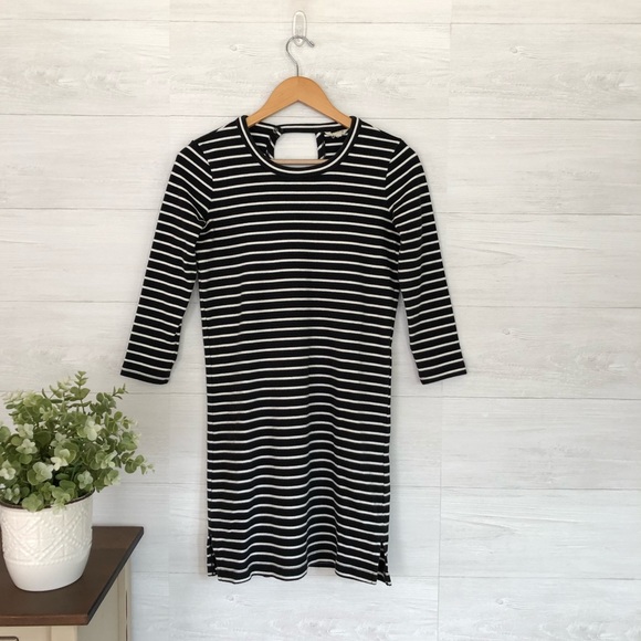 Madewell Black Stripe Key Hole Back Mini Dress 596 - Picture 3 of 8